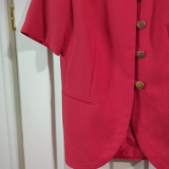Vtg Atrium Collection Deep Reddish Pink Jacket Blazer Size 10 Shoulder Pads - Picture 5 of 9